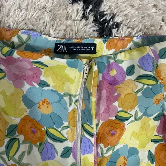 Zara Spring Color Floral Satin Wide Leg Pants - Picture 10 of 11